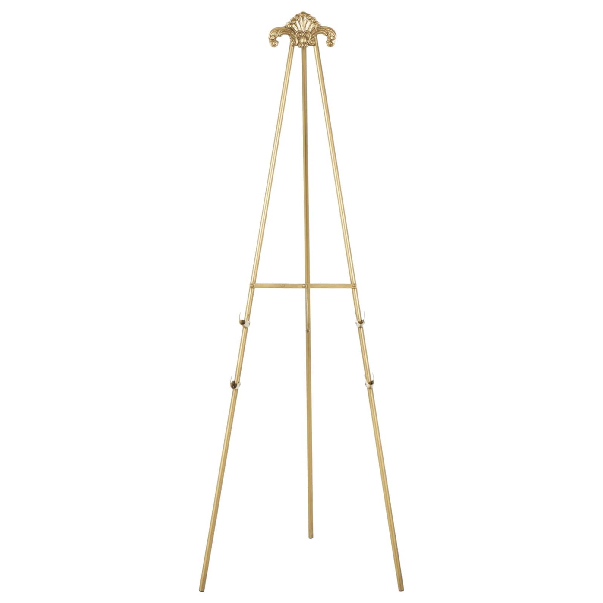 55.25" Gold Metal Large Foldable 2-Tier Display Easel with Scroll Finial
